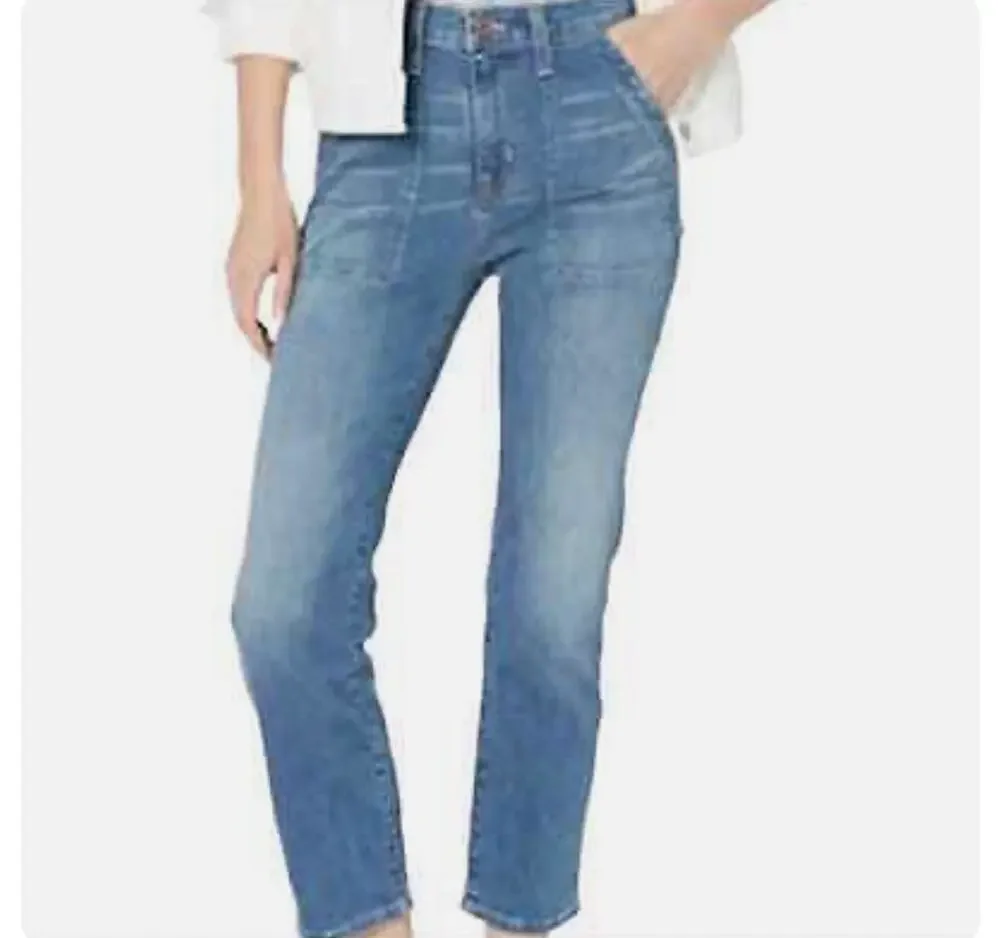 J. Crew Mercantile Straight High Rise Patch Pocket Medium Wash Jeans Size 27